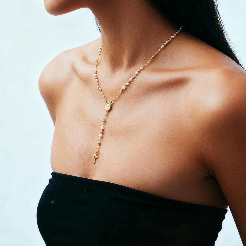 Funsanny Store Lariat Necklaces for Women - Dainty Long Necklace Trendy 14K Gold Plated Hypoallergenic Layered Long Y-Shape Sunburst CZ T-Bar Pendant Drop Chain Necklace Set for Women Non Tarinsh Jewelry - Image 3